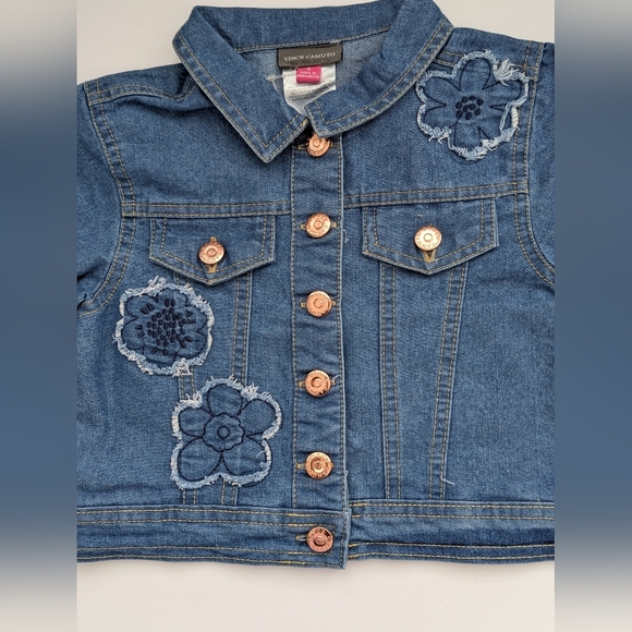 NWT Vince Camuto Kids (Sz 4) Jean Jacket w/Floral & Gold Accents & Side Pockets - Picture 2 of 11